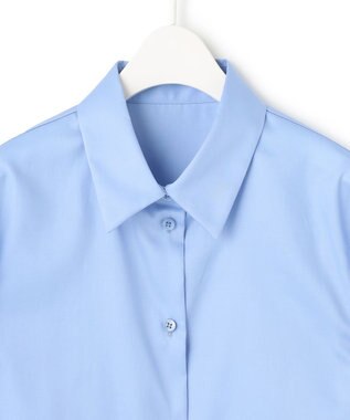 ICB 【洗える】 コットンサテンシャーティング シャツ サックスブルー系