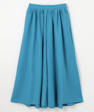 ANY L 【洗濯機可/ウエストゴム/UVケア】スパンボイル撥水スカートパンツ ブルー