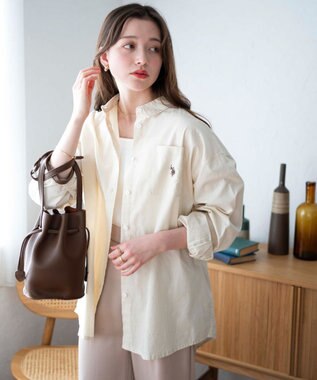 WEGO 【25年秋新色登場★】U.S. POLO ASSN.別注ロングスリーブシャツ ホワイトアイボリー