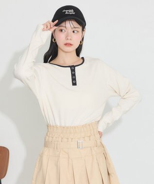 earth music&ecology ２ＷＡＹ釦リブプルオーバー Ivory