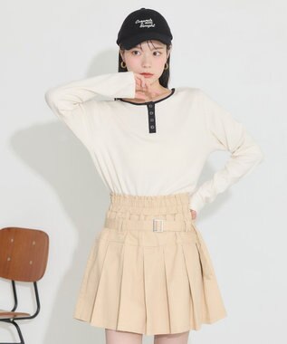 earth music&ecology ２ＷＡＹ釦リブプルオーバー Ivory