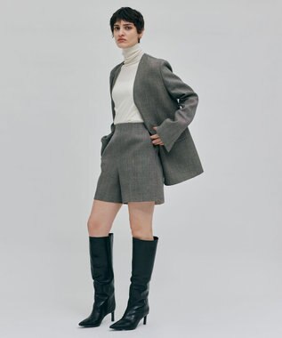 BEIGE， GRANET / ノーカラーリバージャケット Taupe×Ecru