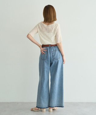 YECCA VECCA 5分袖レースシアートップス Ivory