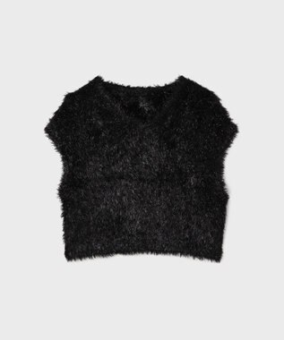 GRACE CONTINENTAL ラメフェザーベスト ブラック