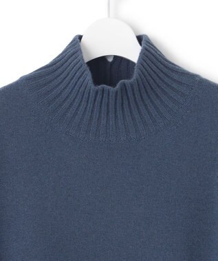 23区 【洗える】ウールカシミヤ ハイネック ニット ダルブルー系