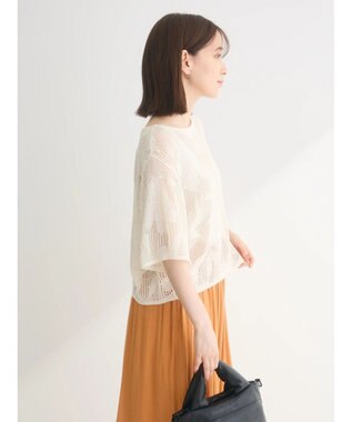 Green Parks 花柄メッシュニットプルオーバー Off White