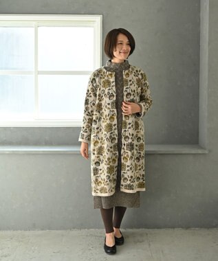 muuc 〈希少なラムウール＆高品質カシミヤ〉バスケット柄ニットワンピース ベージュ