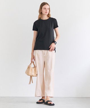 BEIGE， BROIS / コットンストレッチシャツテールTシャツ Black