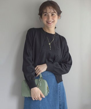 組曲 S 【WEB限定・2SET】5分袖ラメ入りアンサンブルニット ブラック系