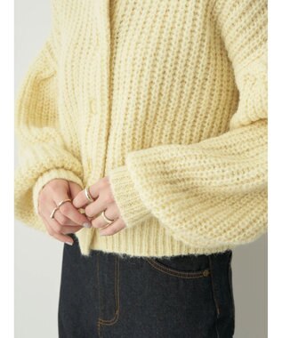 earth music&ecology ヘアリーショートニットカーディガン Light Yellow