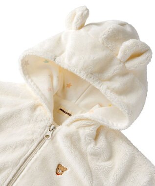 MIKI HOUSE HOT BISCUITS 【ミキハウス】【60-80cm】 マイクロファー カバーオール 白×黄