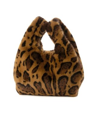 UNBILLION カシュカシュ cachecache / ミンク風エコファーショッパートート ブラウンレオパレード