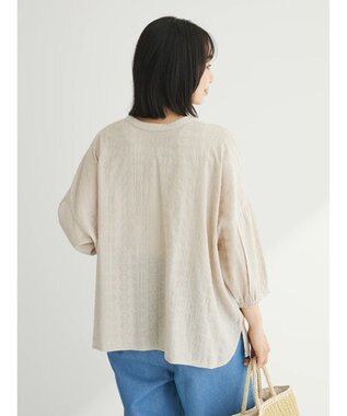 Green Parks インド綿 SET２点 刺繍７分丈ブラウス＋タンクトップ Light Beige