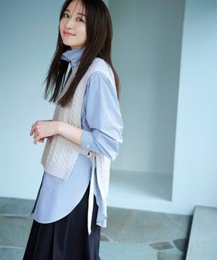 自由区 【洗える】トロストレッチ スカート ネイビー系