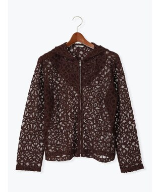 Te chichi レースジップアップフーディー ブラウン