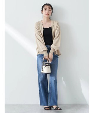 earth music&ecology ＶネックＺＩＰカーディガン Beige