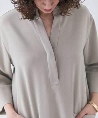 BEIGE， 【洗える】RUE / クロスオーバーVネックワンピース Taupe