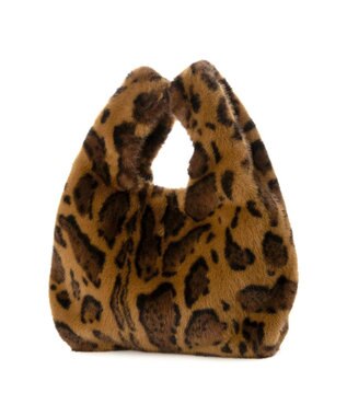 UNBILLION カシュカシュ cachecache / ミンク風エコファーショッパートート ブラウンレオパレード