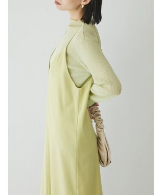 Green Parks AnriettMusee ラメ切替スリーブリブシアーニット Lime Green