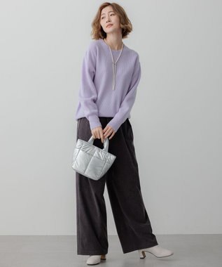 23区 L 【洗える】ウールカシミヤ クルーネック ニット ライラック系