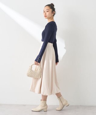 earth music&ecology パール＆ビジュースリーブプルオーバー Navy