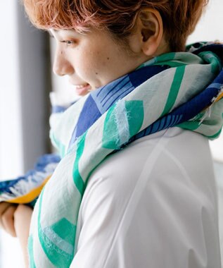 POLS コットン・キュプラ FUSAスカーフ ネイビー