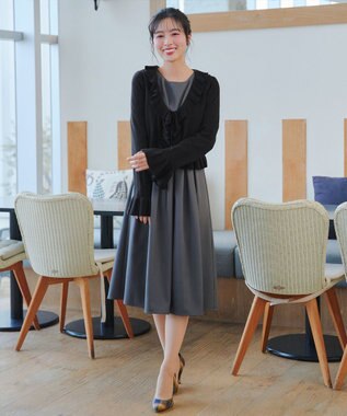 Tiaclasse フリルリボンカーディガン ブラック