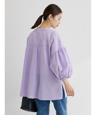 Green Parks 綿麻混紐付きデザインブラウス Light Purple