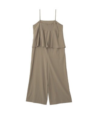 YECCA VECCA ドライタッチペプラムサロペット Dark Beige