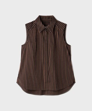 GRACE CONTINENTAL ヒッコリージャガードボウタイブラウス ブラウン