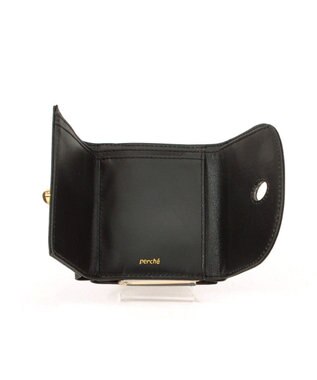 UNBILLION ペルケ perche ジェムストーンヒネリかぶせ三つ折りミニ財布 ブラック