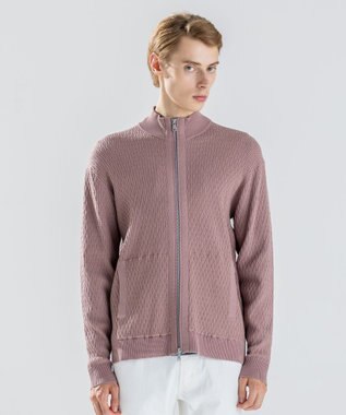 【新柄】 ヴィスコースリンクス　ハイネックジップアップカーディガン