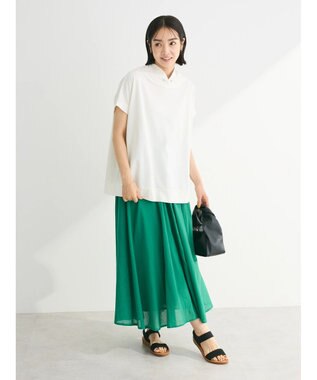 Green Parks フレンチスリーブ抜け襟カットプルオーバー Ecru