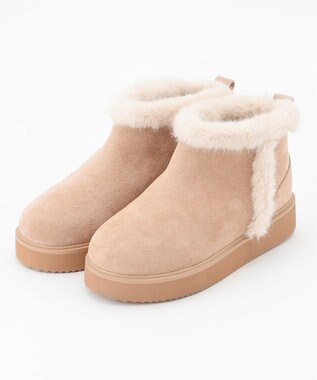 【23.0~24.0cm】ボリュームソールフェイクムートン ブーツ