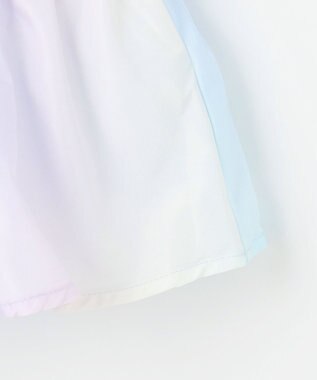 ANY KIDS 【フード取り外し/洗濯機可能】中綿フリル リボンコート レインボー