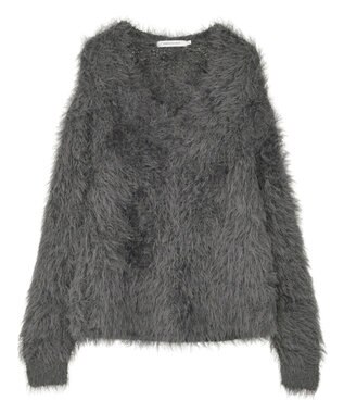 AMERICAN HOLIC Vネックシャギーニットプルオーバー Charcoal Gray