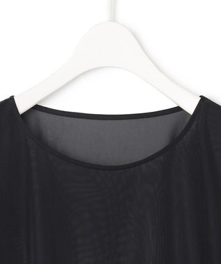 ICB L 【洗える】 マットトリコットチュール シアーカットソー ブラック系