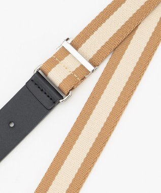 J.PRESS MEN レザートリム ストライプ テープベルト ベージュ系1