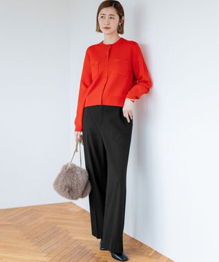 23区 L 【滝沢眞規子さん着用】コットンカシミヤ ポケット カーディガン レッド系