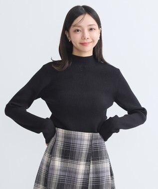 earth music&ecology ＳＥＴ２点リブニットインナー＋チュールプルオーバー Black