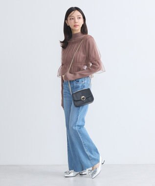 earth music&ecology ＳＥＴ２点リブニットインナー＋チュールプルオーバー Mocha