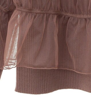 earth music&ecology ＳＥＴ２点リブニットインナー＋チュールプルオーバー Mocha