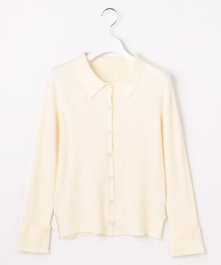 ANY SIS S CICA加工 襟デザイン ニット アイボリー