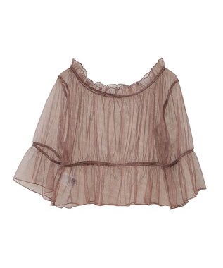 earth music&ecology ＳＥＴ２点リブニットインナー＋チュールプルオーバー Mocha