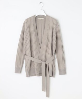 自由区 【洗える】ウールミックス ミドル丈カーディガン ライトグレー系