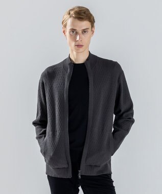 JOSEPH HOMME 【新柄】 ヴィスコースリンクス　ハイネックジップアップカーディガン グレー系