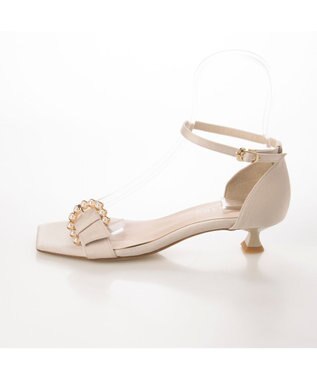 MODE ET JACOMO <carino>パールバックルアンクルベルトサンダル ベージュ