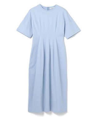 BEIGE， 【洗える】GLANTHUS / コットンカーブラインロングフレアワンピース Sax