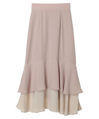 earth music&ecology バイカラーラッフルヘムスカート Pink Beige