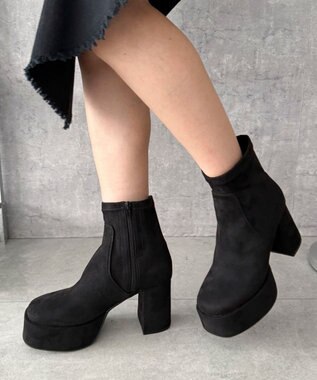 WEGO ストレッチヒールショートブーツ ブラックその他